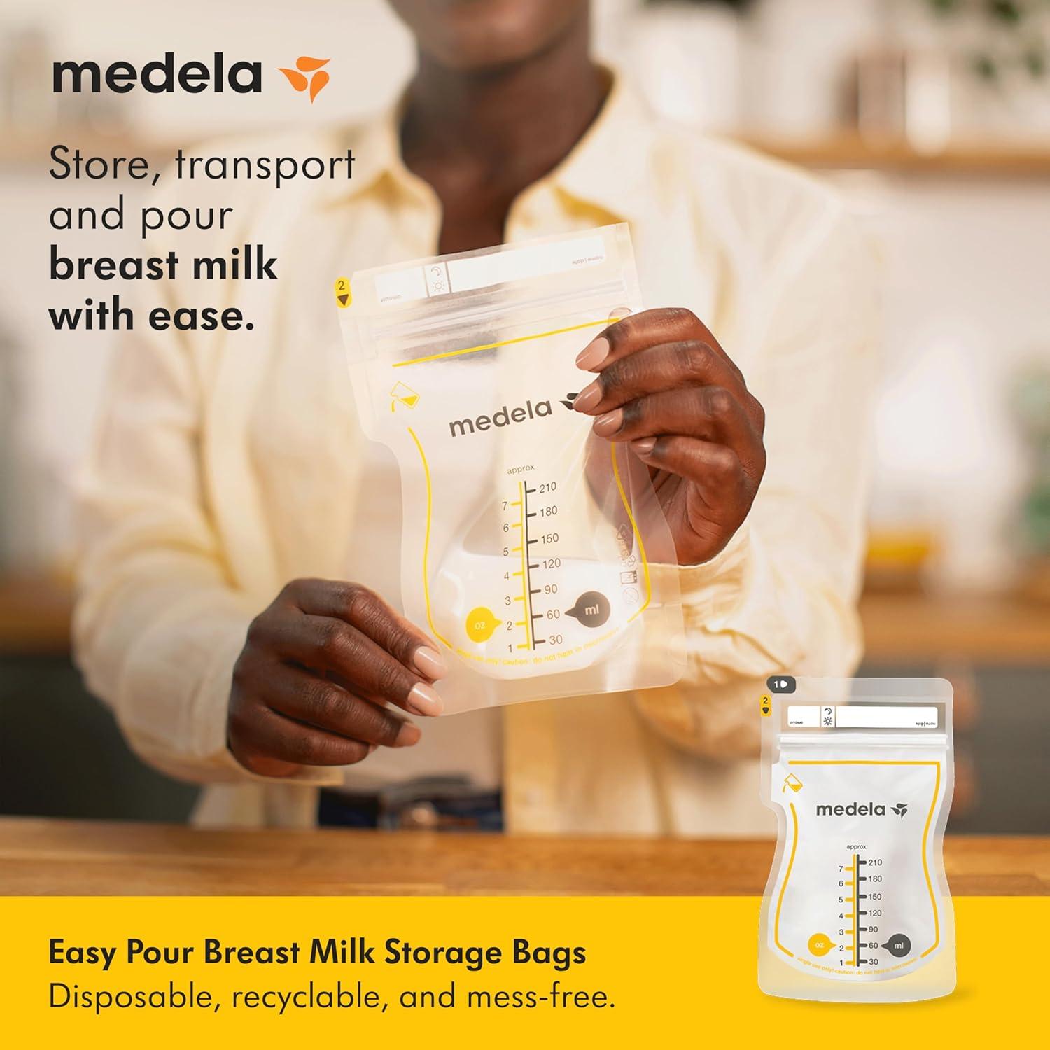 image:imageMedela Easy Pour Breastmilk Storage Bags 100 Count 7oz210ml Disposable Leakproof Fast Freeze Breast Milk Protection Recyclable amp BPA FreeEasy Pour Bags