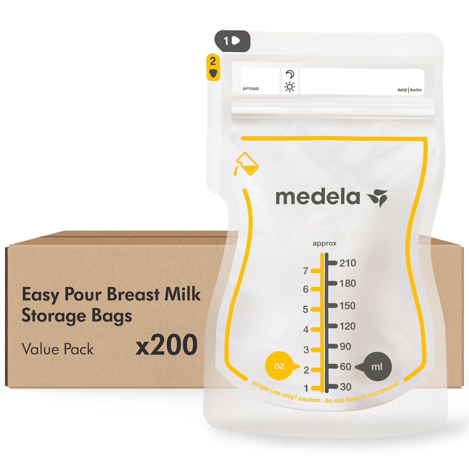 image:imageMedela Easy Pour Breastmilk Storage Bags 100 Count 7oz210ml Disposable Leakproof Fast Freeze Breast Milk Protection Recyclable amp BPA FreeEasy Pour Bags