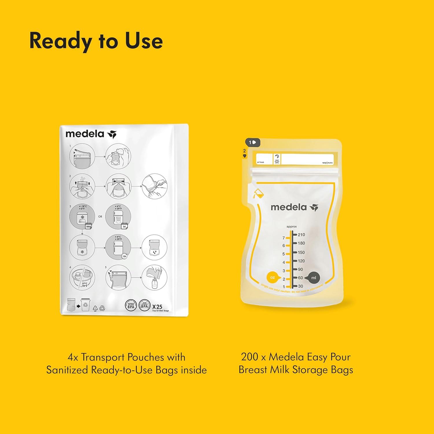 image:imageMedela Easy Pour Breastmilk Storage Bags 100 Count 7oz210ml Disposable Leakproof Fast Freeze Breast Milk Protection Recyclable amp BPA FreeEasy Pour Bags