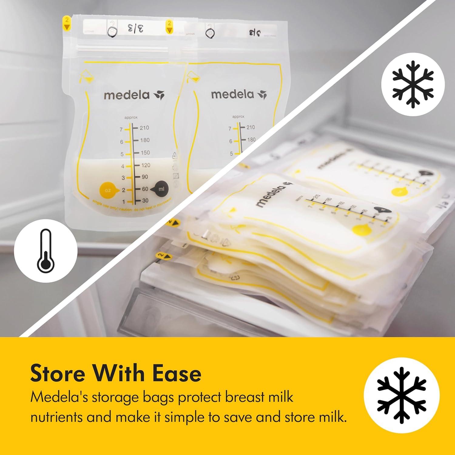 image:imageMedela Easy Pour Breastmilk Storage Bags 100 Count 7oz210ml Disposable Leakproof Fast Freeze Breast Milk Protection Recyclable amp BPA FreeEasy Pour Bags