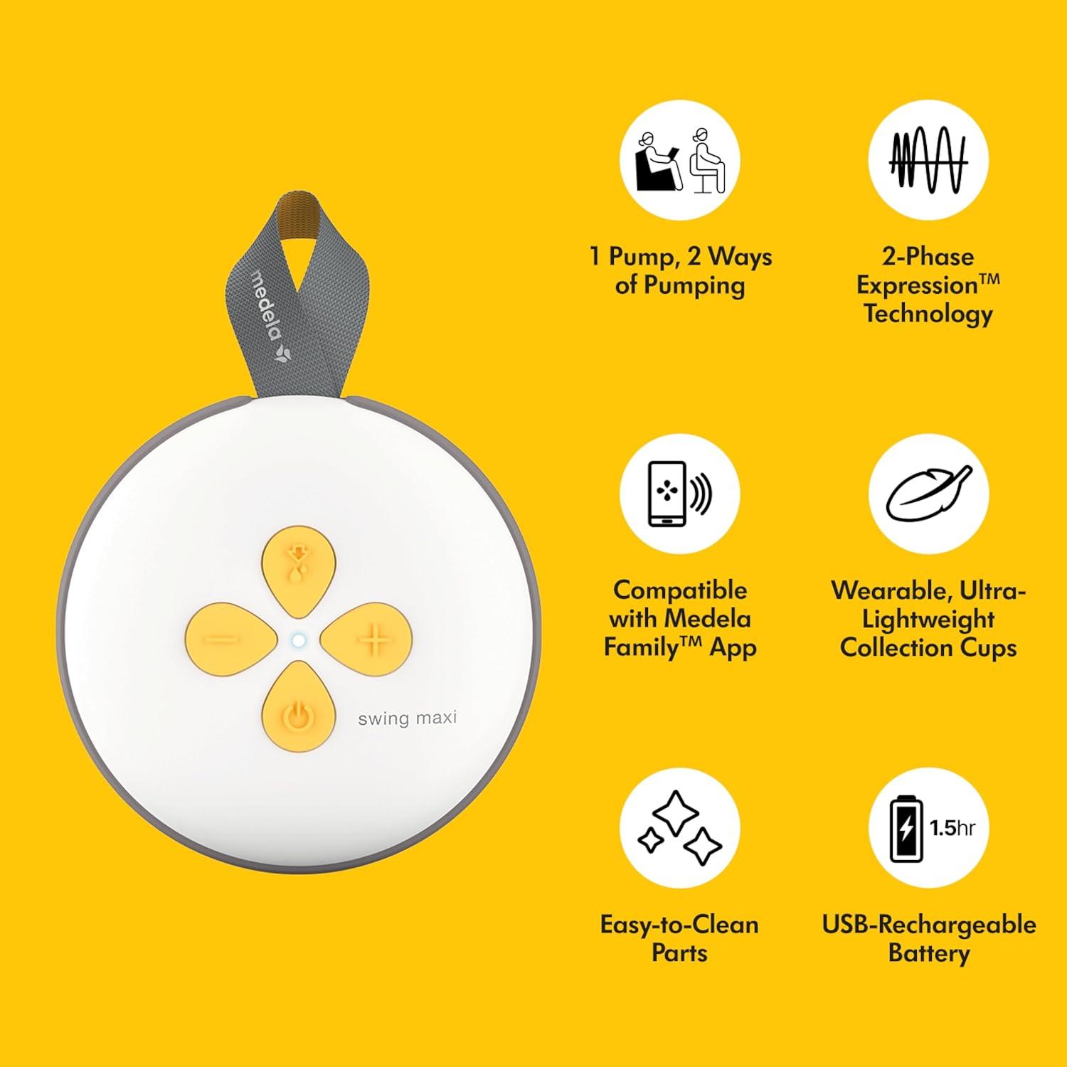 image:imageMedela Freestyle HandsFree Double Electric Breast Pump with Wearable Cups Rechargeable Battery App Connectivity Portable and Discreet DesignSwing Handsfree Traditional Bundle