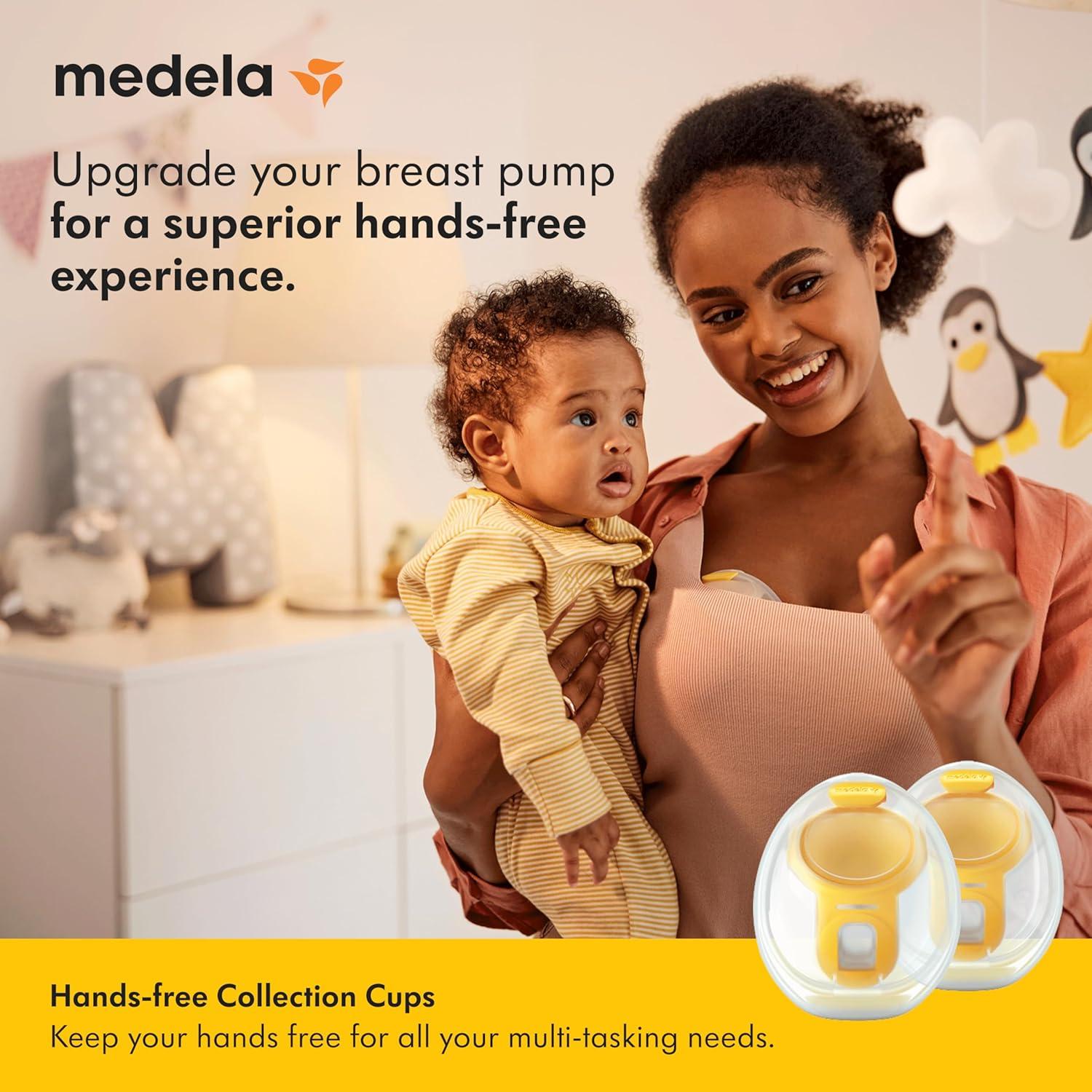 image:imageMedela HandsFree Collection Cups Compatible with Freestyle Flex Pump in Style with MaxFlow and Swing Maxi Electric Breast Pumps 1 Set of 2 CupsCollection Cups
