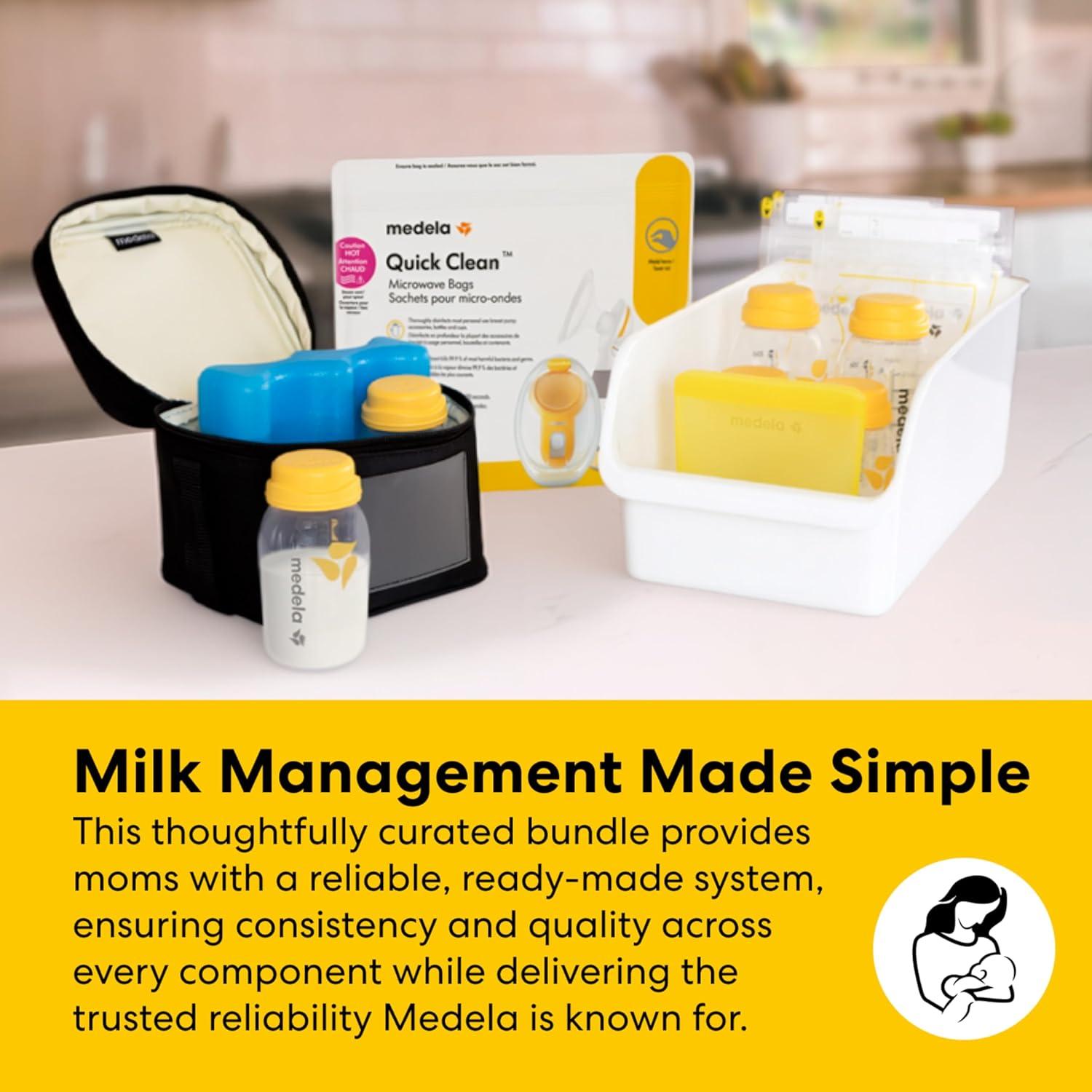 image:imageMedela Motion InBra Wearable Breast Pump Portable HandsFree Wireless Electric Pump Highly efficient Lightweight Custom fit with Inserts Rechargeable Battery Discreet Quiet Only 3 PartsAllinon Breast Milk Storage Set