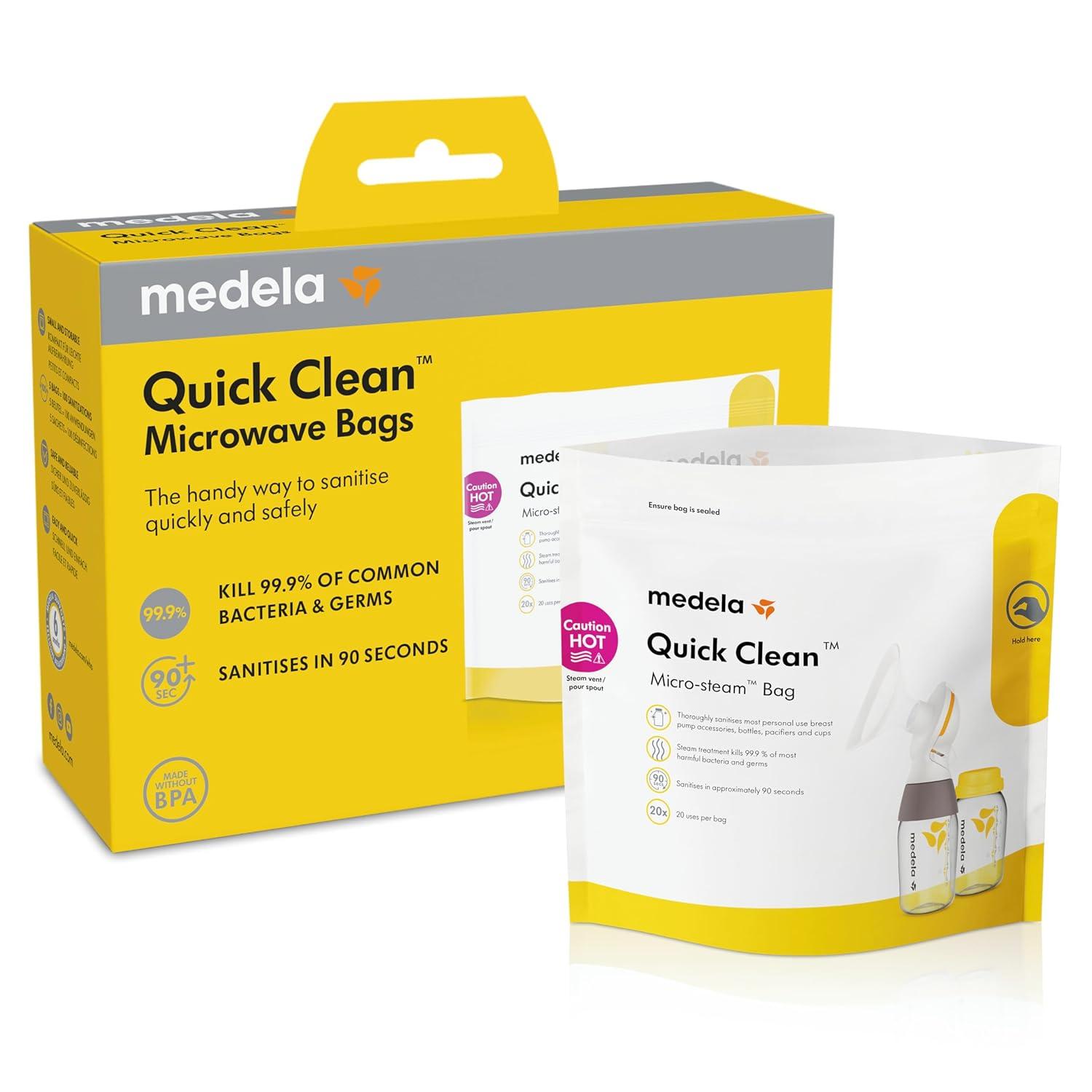 image:imageMedela Quick Clean Wipes for OnTheGo Cleaning of Breast Pumps Accessories and Various Surfaces Resealable PlantBased 3 Packs of 30 90 Count5 Count
