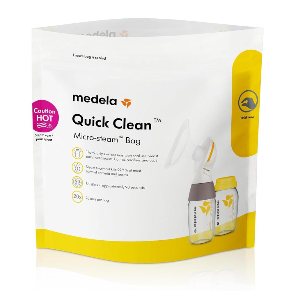 image:imageMedela Quick Clean Wipes for OnTheGo Cleaning of Breast Pumps Accessories and Various Surfaces Resealable PlantBased 3 Packs of 30 90 Count5 Count