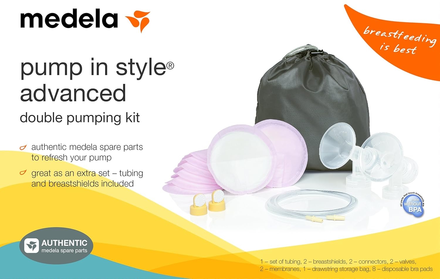 image:imageMedela Pump in Style Advanced Double Pumping Kit with Authentic Medela Spare Parts Includes Breast Shields Connectors and Accessory Bag Made Without BPA