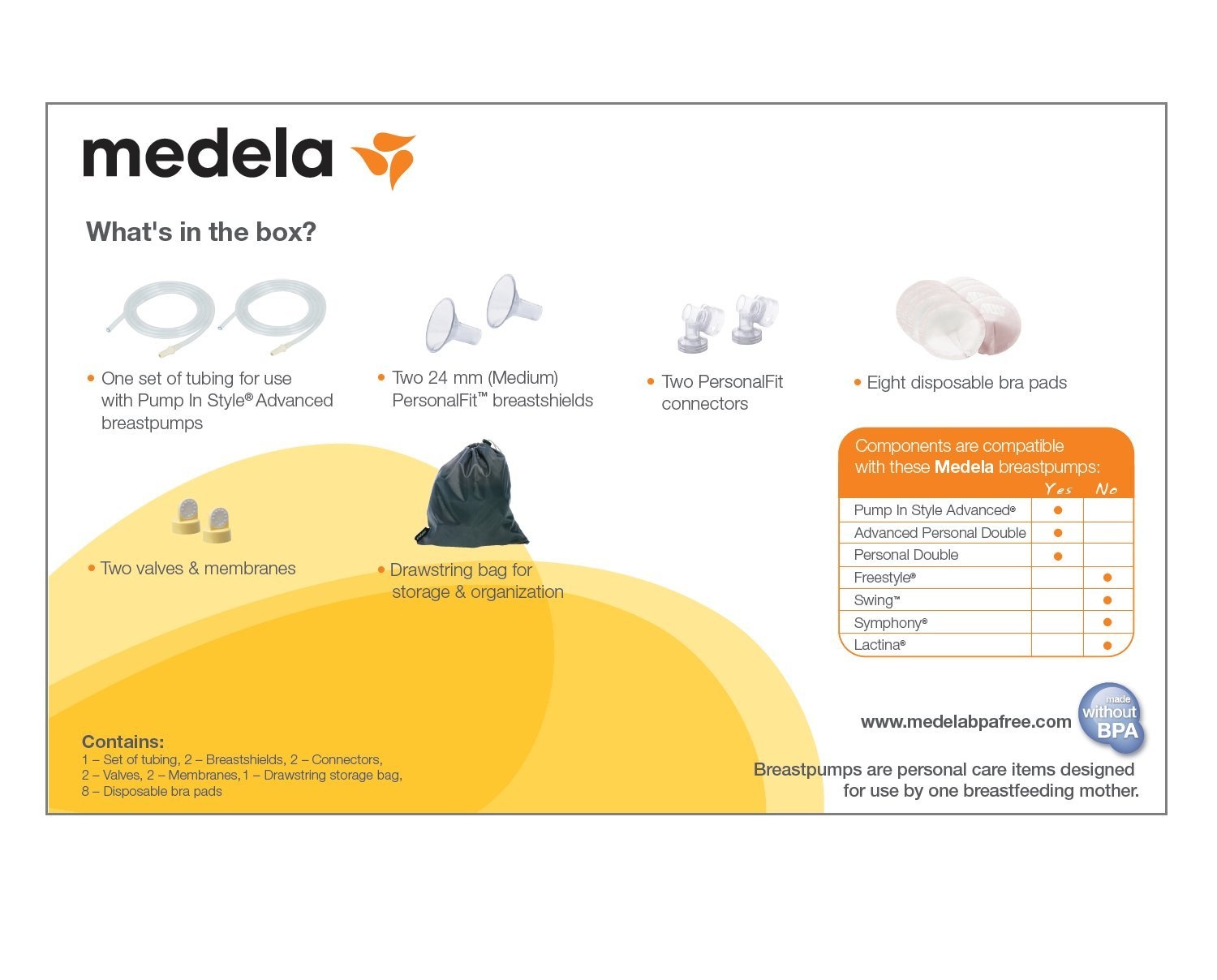 image:imageMedela Pump in Style Advanced Double Pumping Kit with Authentic Medela Spare Parts Includes Breast Shields Connectors and Accessory Bag Made Without BPA